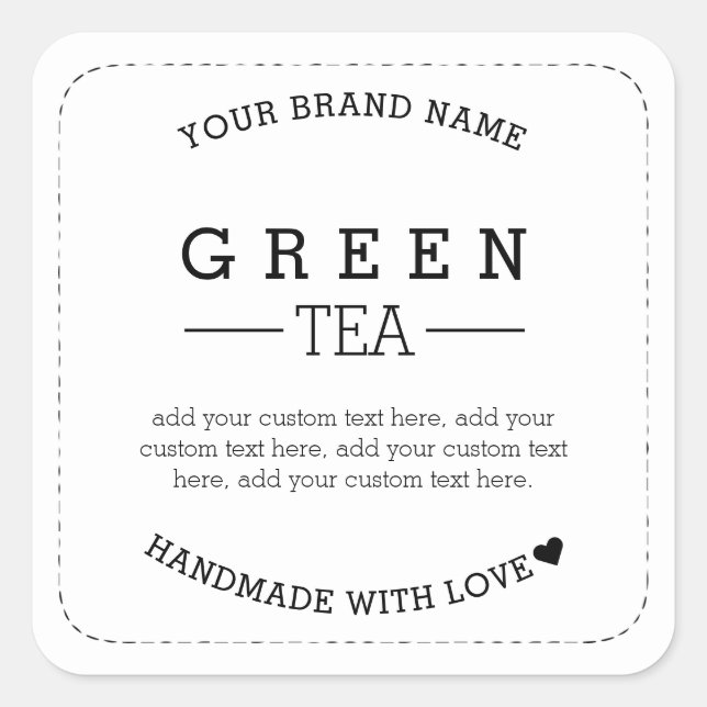 Green Tea Product Label Stickers Packaging (Front)