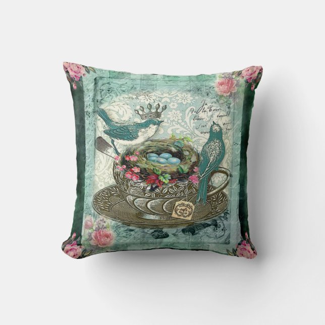 Green Tea Throw Pillow (Front)