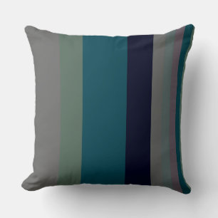 Green, Teal and pink Abstract Stripes Throw Pillow
