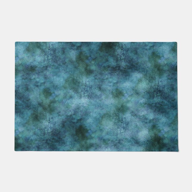 Green Teal Aqua Blue Earth Ocean Marble Abstract Doormat (Front)