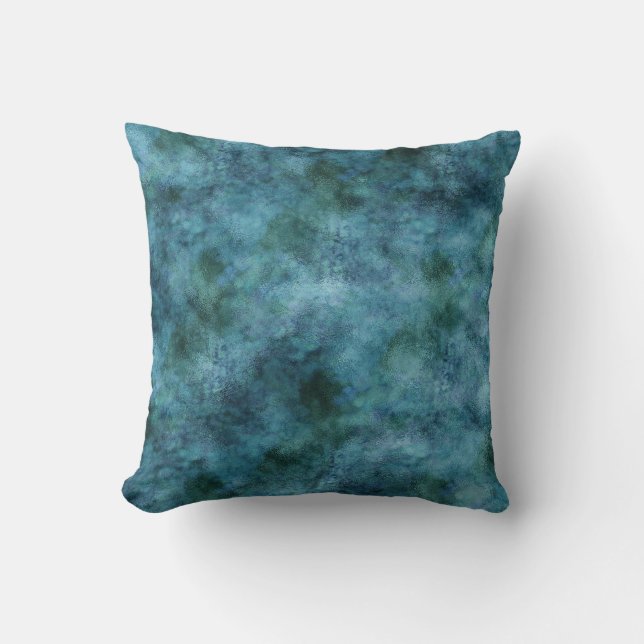Green Teal Aqua Blue Earth Ocean Marble Abstract Throw Pillow (Front)