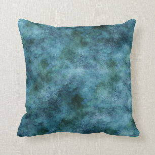 Green Teal Aqua Blue Earth Ocean Marble Abstract Throw Pillow