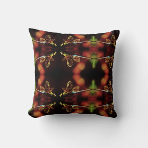 green teal blue  dragonfly pattern solid back throw pillow