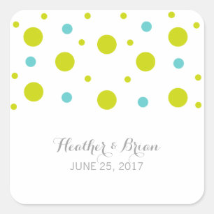 Green Teal Confetti Wedding Stickers