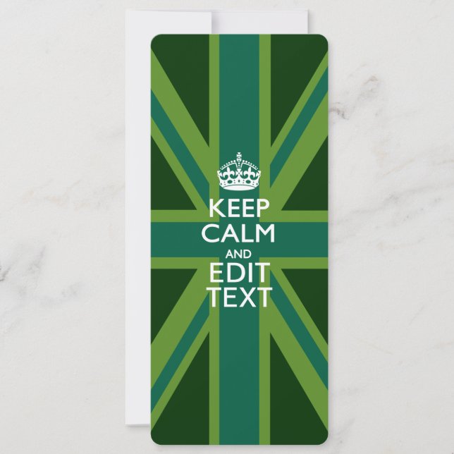 Green Teal Keep Calm And Have Your Text Union Jack (Front)