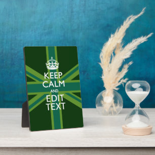Green Teal Keep Calm And Have Your Text Union Jack Plaque