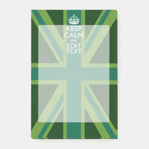 Green Teal Keep Calm And Have Your Text Union Jack Post-it Notes