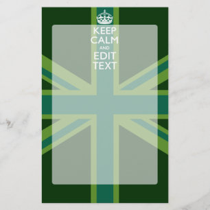 Green Teal Keep Calm And Have Your Text Union Jack Stationery