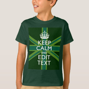 Green Teal Keep Calm And Your Text Union Jack T-Shirt
