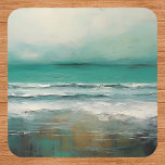 Green Teal Modern Beach Ocean Painting Coaster<br><div class="desc">This design may be personalized by choosing the Edit Design option. You may also transfer onto other items. Contact me at colorflowcreations@gmail.com or use the chat option at the top of the page if you wish to have this design on another product or need assistance. See more of my designs...</div>