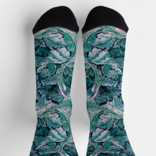 Green & Teal Morris Leaves Socks