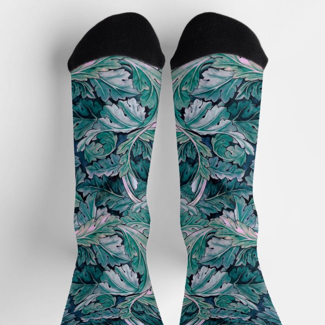 Green & Teal Morris Leaves Socks (Top)