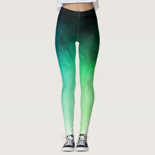 Green & Teal Ombré Spandex Leggings