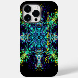 Green Teal Psychedelic Bohemian Mandala iPhone 14 Pro Max Case