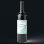 Green Teal Silver Snowflake Christmas Mis XV Años Wine Label<br><div class="desc">Green Teal Silver Snowflake Christmas Mis XV Años Wine Bottle Labels</div>