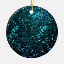 Green Teal Sparkle Floral Leaves  