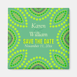 Green Teal Tribal Save the Date Magnet