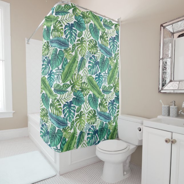 Green & Teal Tropical Palm Banana Monstera Leaves  (In Situ)