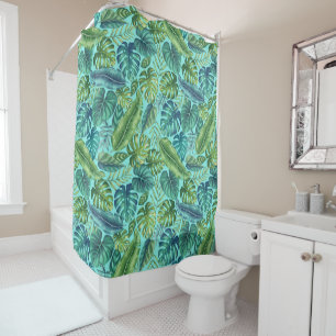 Green & Teal Tropical Palm Banana Monstera Leaves