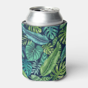 Green & Teal Tropical Palm Banana Monstera Leaves  Can Cooler