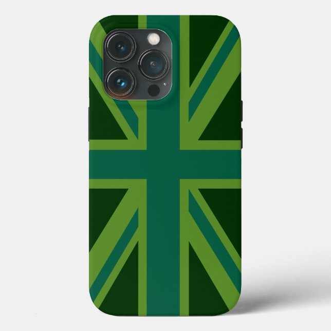 Green Teal Union Jack British Flag Background Case-Mate iPhone Case (Back)