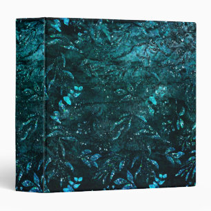 Green Teal Vintage Floral Leaves  Binder