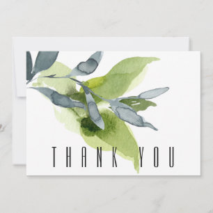 Green & Teal Watercolor Foliage Funeral Thank You Card