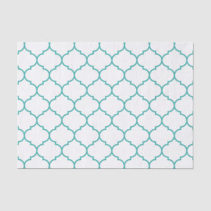 green,teal,white,morrocan,quatrefoil,pattern,trend tissue paper