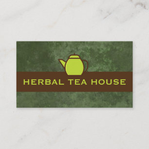 Green Teapot   Green Brown Texture Business Card