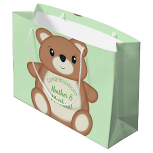 Green Teddy Bear Large Gift Bag