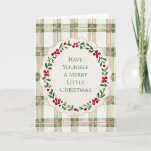 Green Teddy Bear Merry Little Christmas  Card