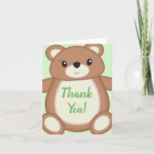 Green Teddy Bear Thank You Card