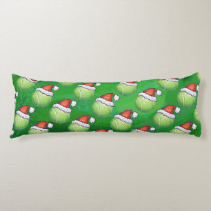 Green Tennis Ball In Santa Hat Pattern Body Pillow