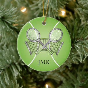 Green Tennis Ball   Personalize Ceramic Ornament
