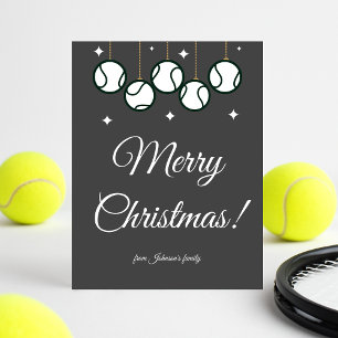Green Tennis Ball Stars Holiday Christmas Card