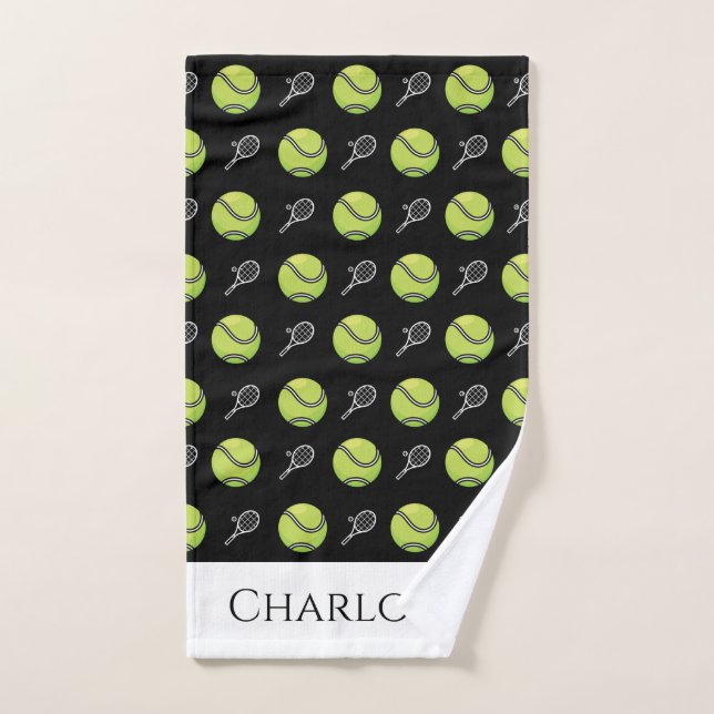 Green Tennis Balls et Raquettes Blanches Sports Ac (Serviette à main)