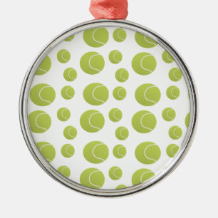 Green tennis balls pattern metal ornament