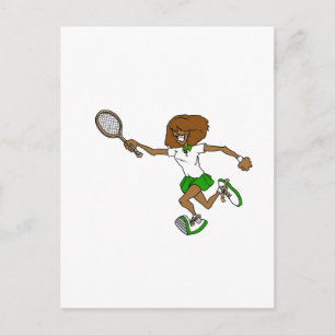 Green tennis girl postcard