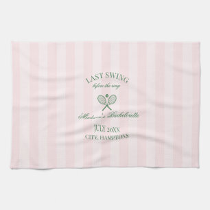 Green Tennis Rackets Pink Striped Bridal Shower  Kitchen Towel