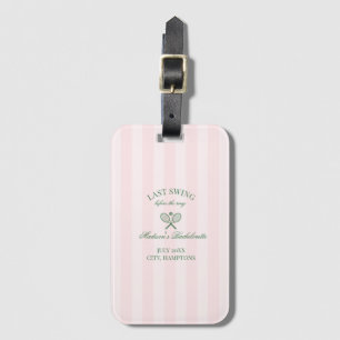 Green Tennis Rackets Pink Striped Bridal Shower  Luggage Tag