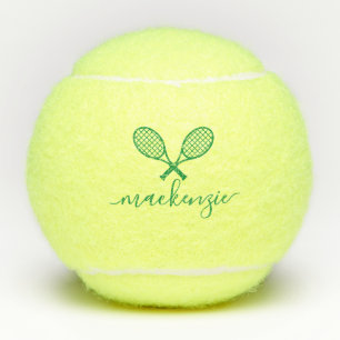 Green Tennis Racquets with Name Personalized Balls