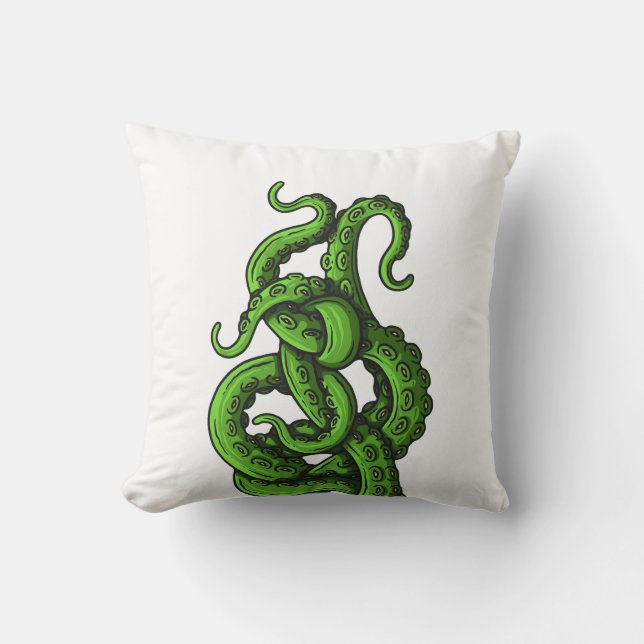 Green tentacles throw pillow (Front)