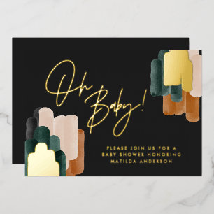 Green terracotta abstract watercolor baby shower