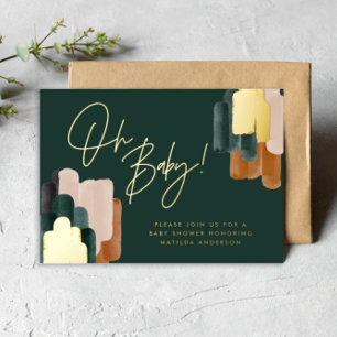 Green terracotta abstract watercolor baby shower