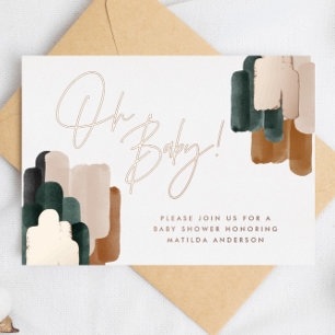 Green terracotta abstract watercolor baby shower f