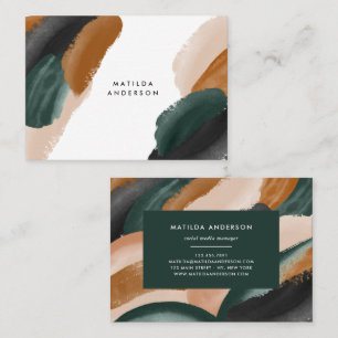 Green terracotta abstract watercolor modern unique business card