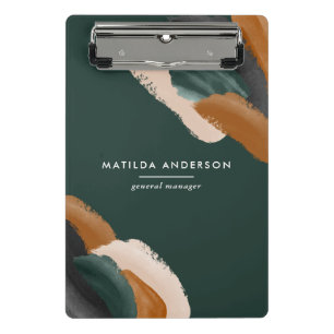 Green terracotta abstract watercolor modern unique mini clipboard