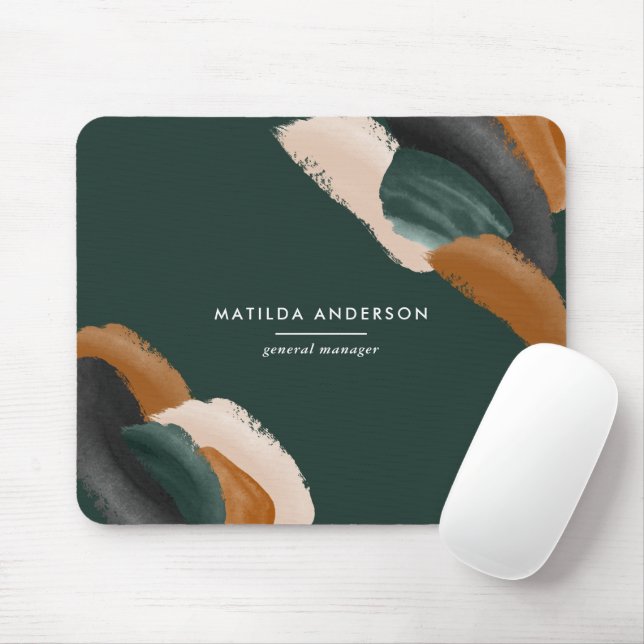 Green terracotta abstract watercolor modern unique mouse pad (With Mouse)