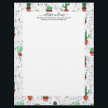 Green Terracotta Cactus Pots Splatter Pattern Letterhead<br><div class="desc">This modern, cute, and artsy pattern is perfect for the summer season. It features a hand-painted watercolor green, terracotta orange, black, and white potted cactus succulent pattern. It's artistic, trendy, cool, and unique. ***IMPORTANT DESIGN NOTE: For any custom design request such as matching product requests, colour changes, placement changes, or...</div>
