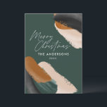 Green terracotta modern minimal watercolor holiday card<br><div class="desc">Budget green terracotta abstract watercolor modern script non photo christmas card. Modern on trend green,  beige and terracotta colorway design.</div>